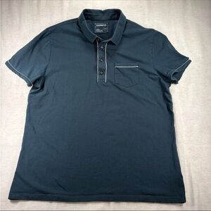 Express Men’s Dark Teal Polo Shirt - Short Sleeve Pocket Polo - Size XL